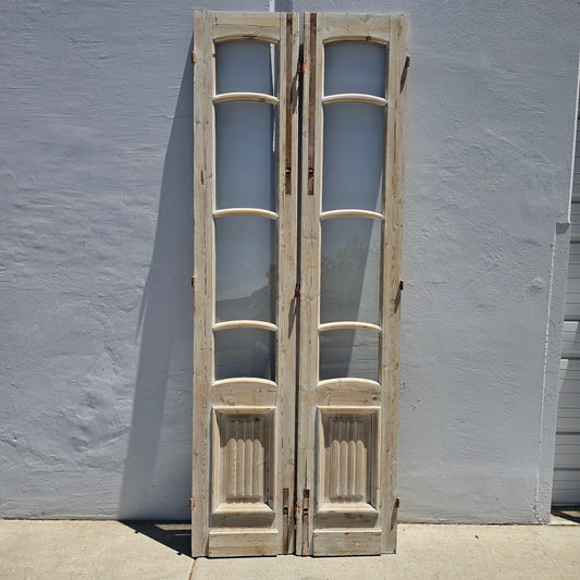 Pair of Stripped 4 Lite French Doors