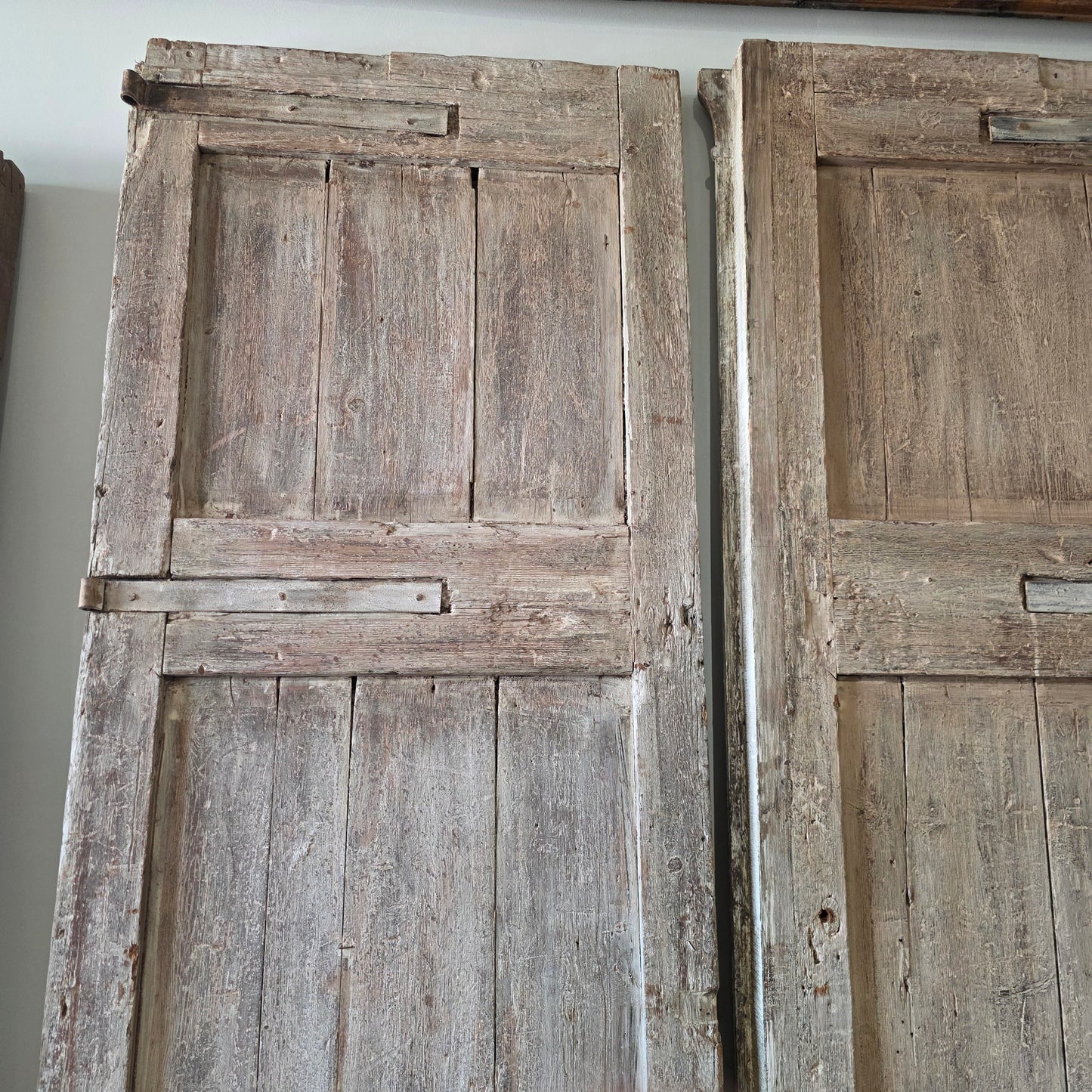 Pair of Antique Diamond Panel Carved Doors w/3 Panels