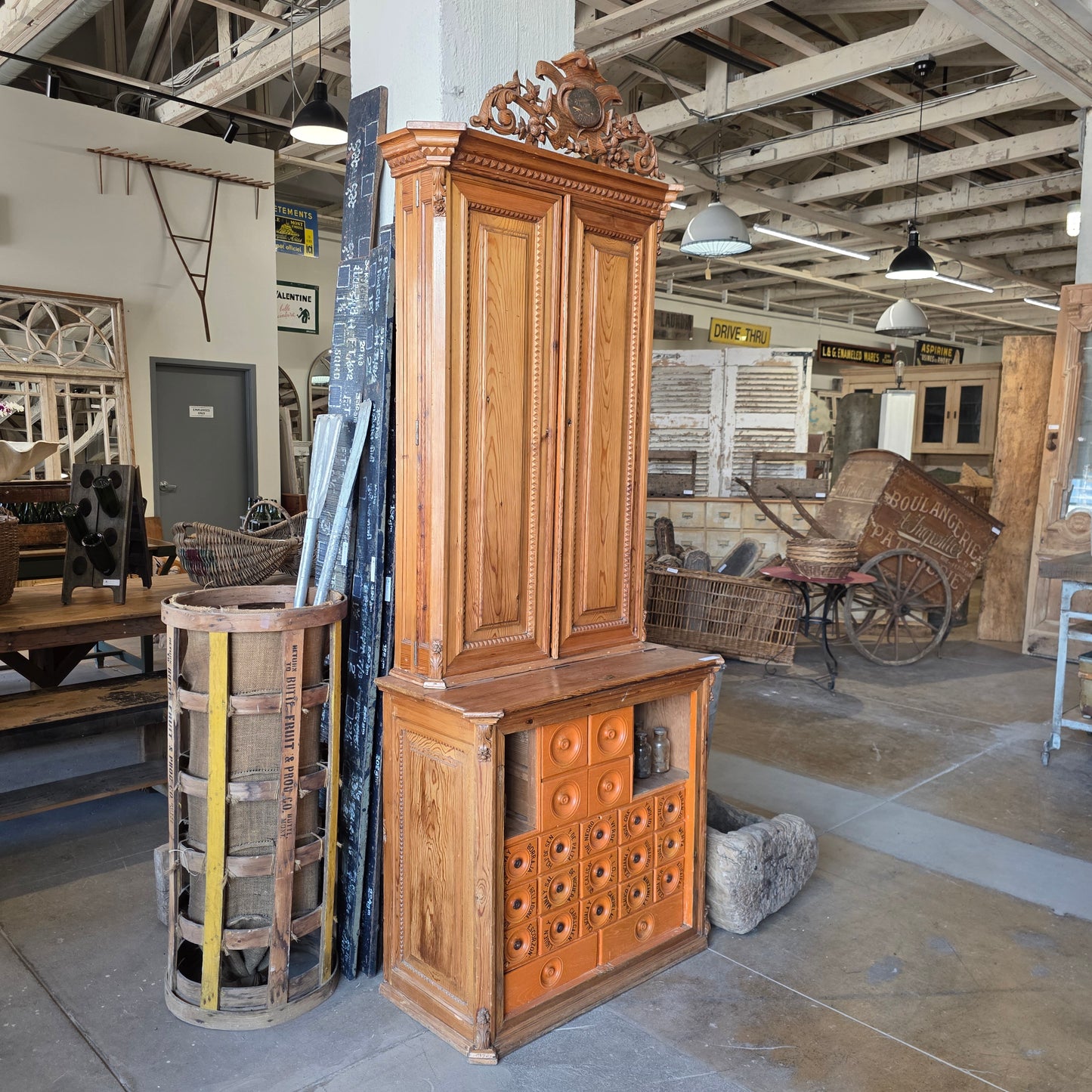 Spanish Antique Apothecary Cabinet, ca. 1800s with Original Bottles