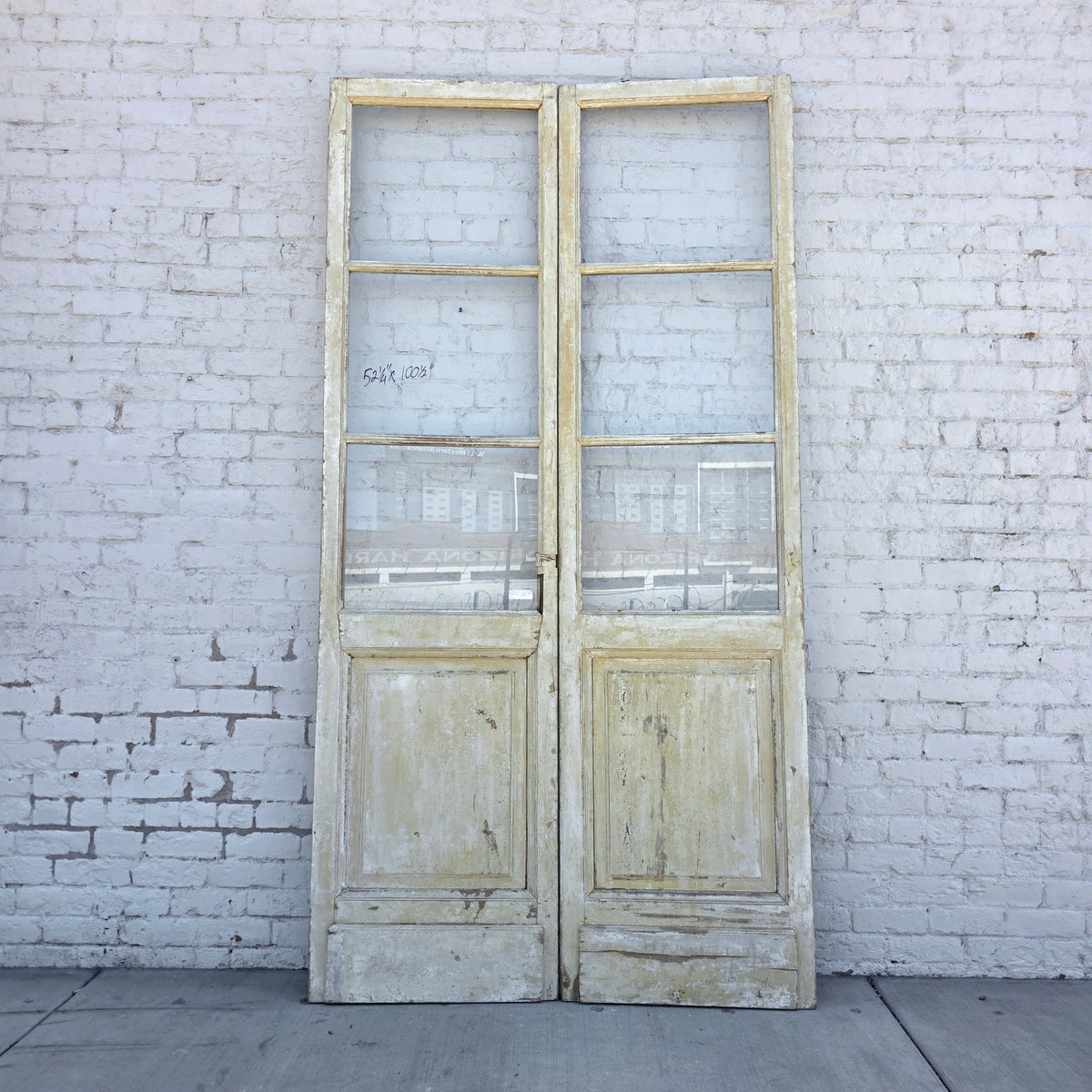 Pair of Painted Antique 6 Lite French Doors