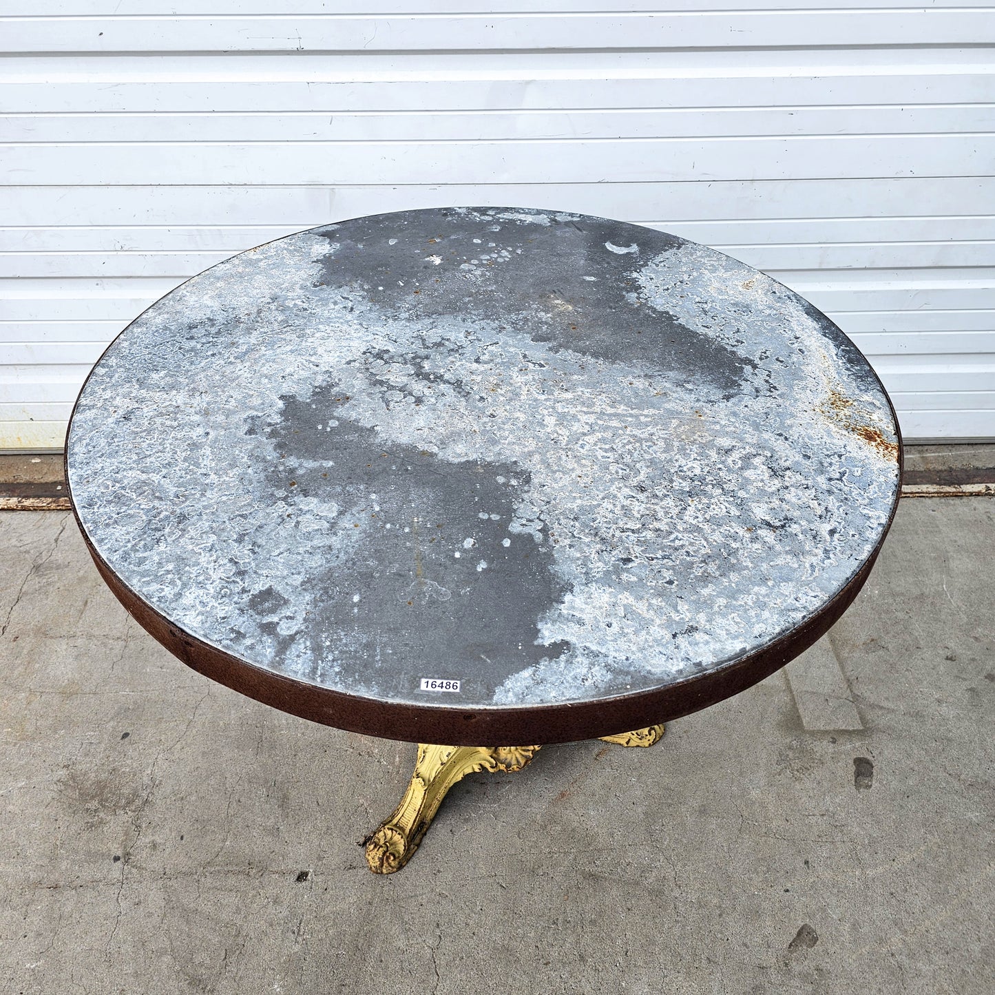 Zinc Top Table with Cast Iron Base