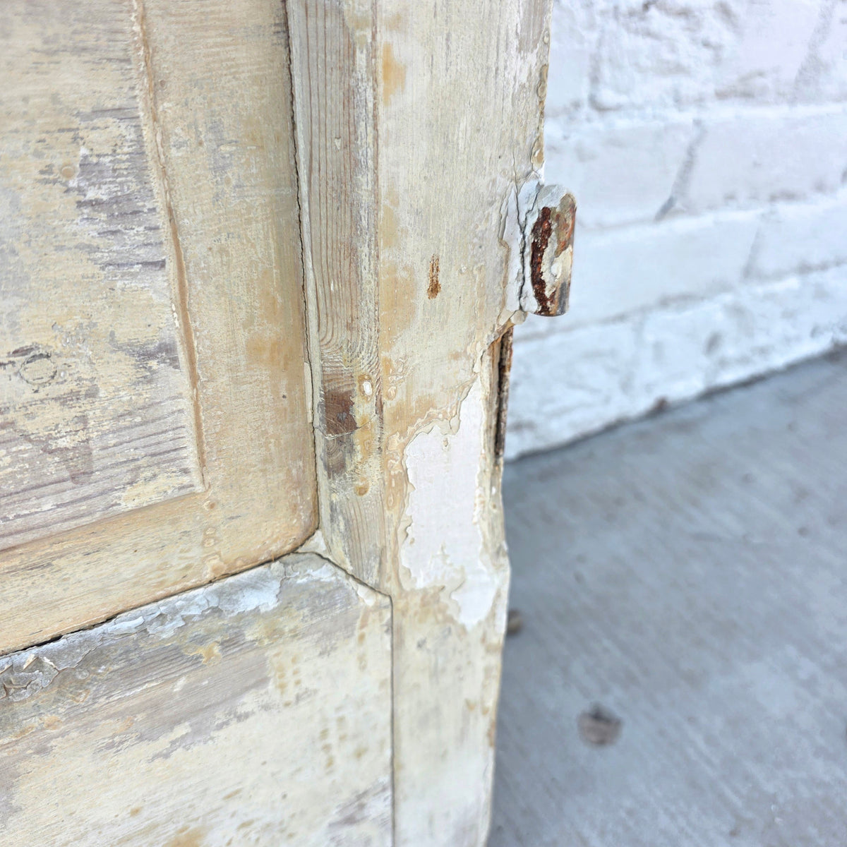 Pair of 4 Horizontal Lite Washed Wood Antique Doors