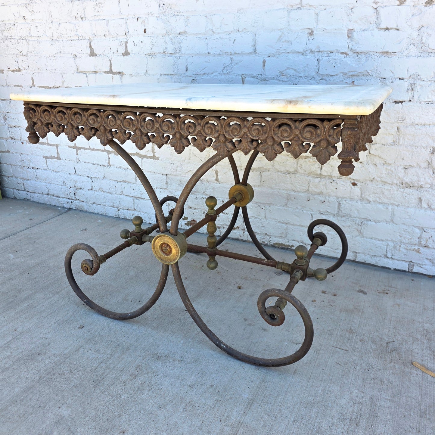 Antique French Marble Top Pastry Table