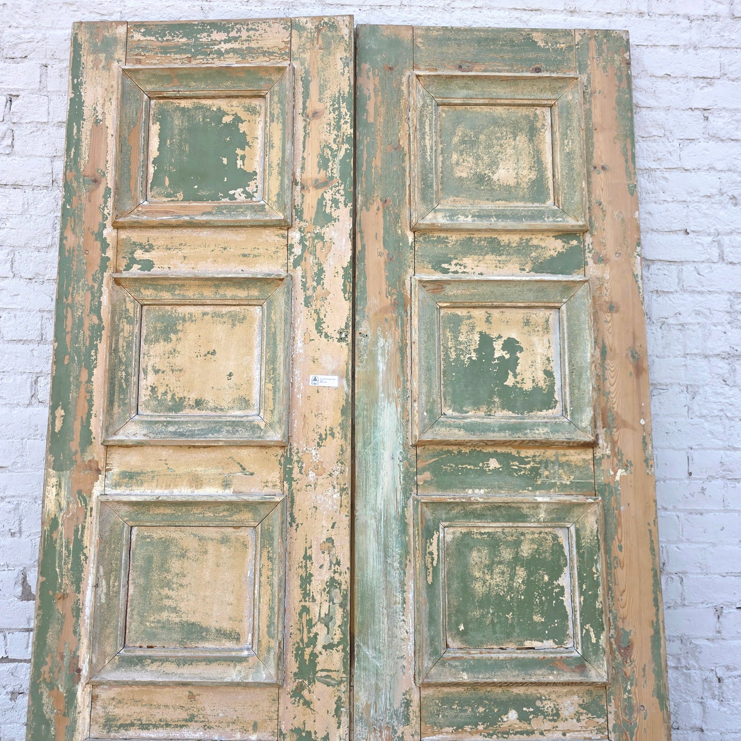 Pair of Painted Wood Antique 4-Panel Doors