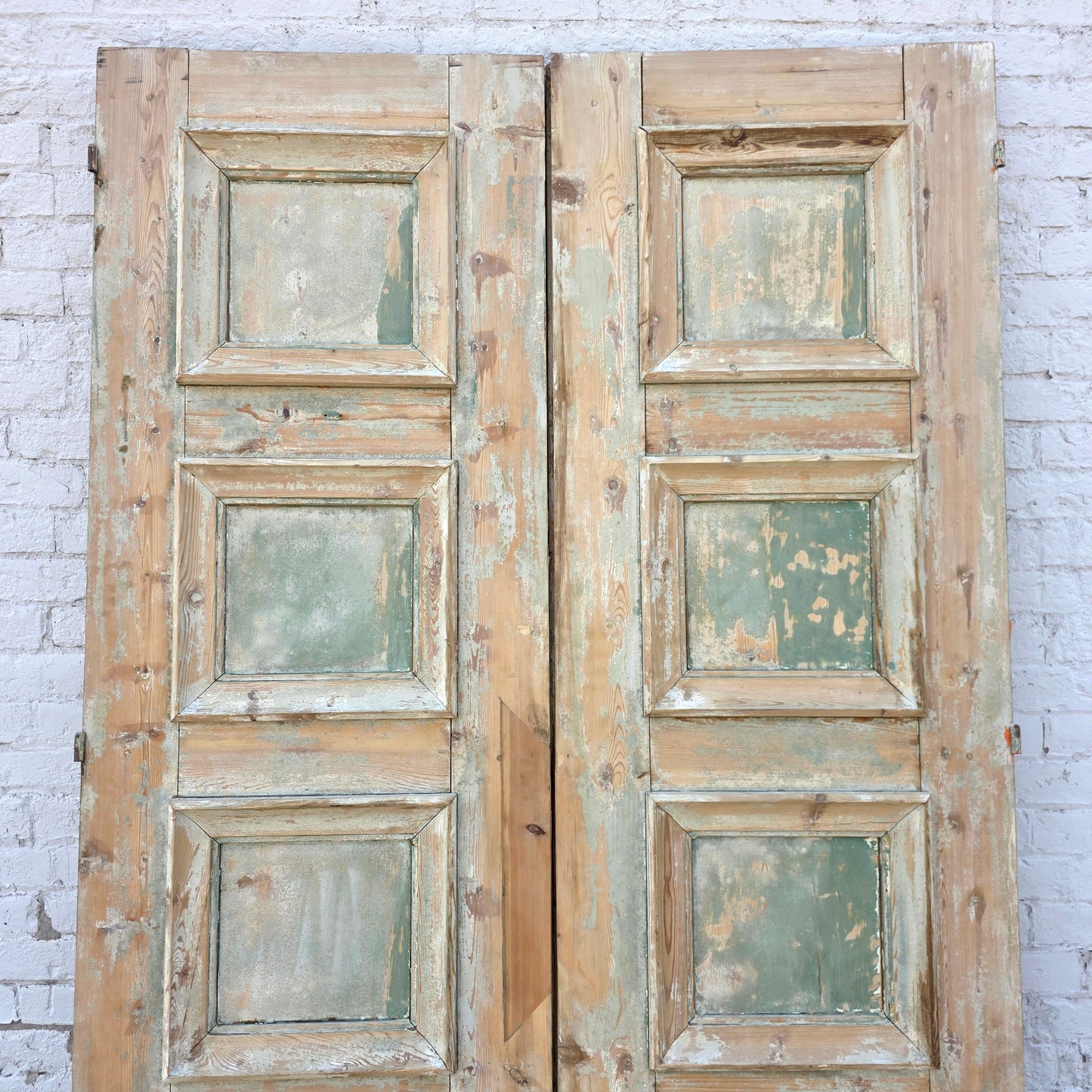 Pair of Painted Wood Antique 4-Panel Doors