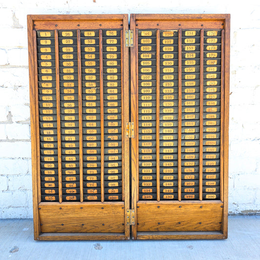 Antique Oak Time Card Rack