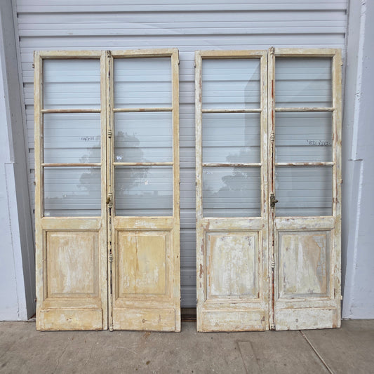 Pair of Painted Antique 6 Lite French Doors