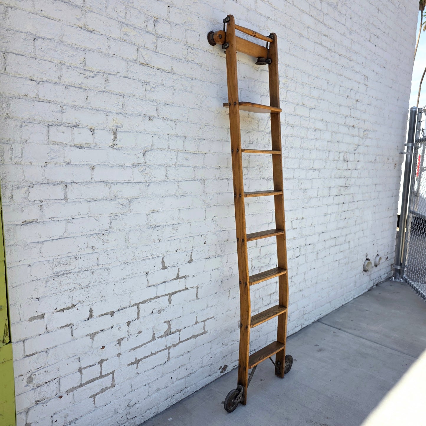 Antique Rolling Library Ladder