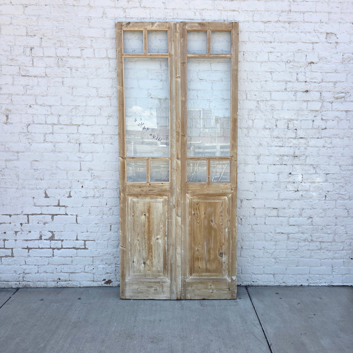 Pair of French Wood Doors w/5 Glass Lites