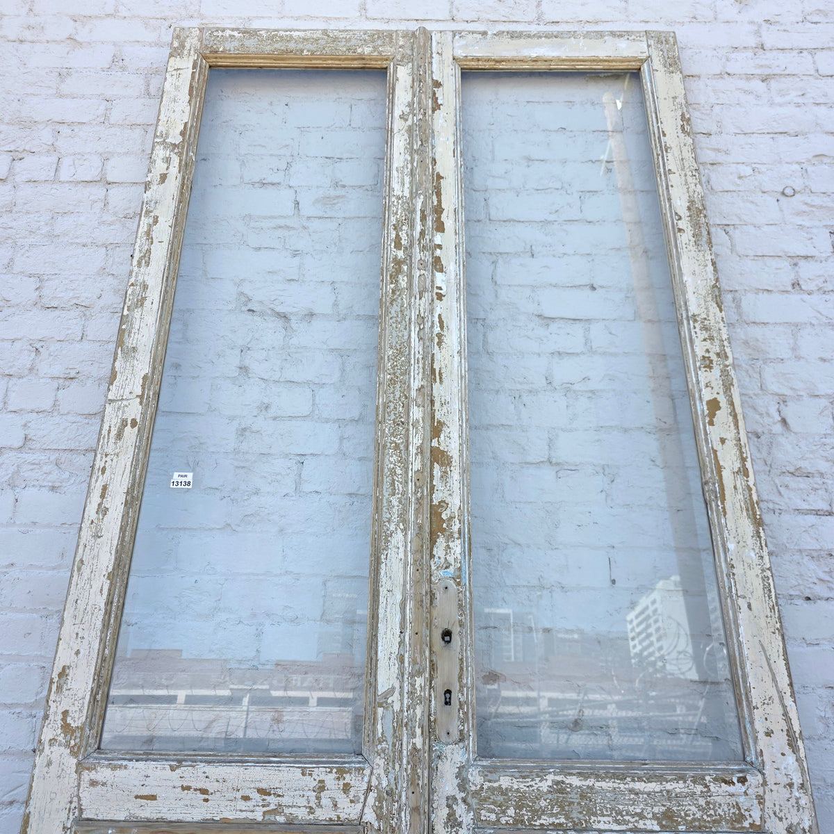 Pair of Washed Wood Single Lite Antique Doors