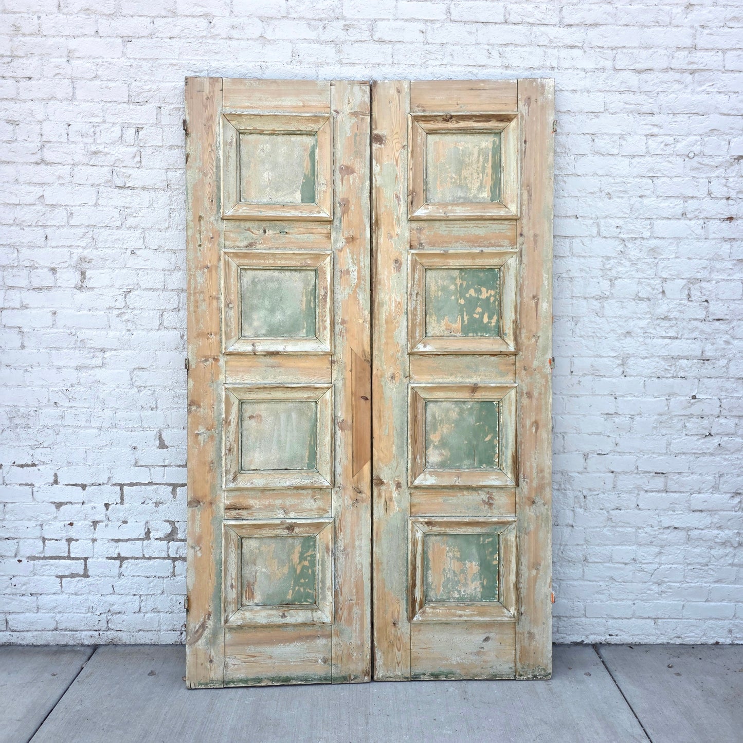Pair of Painted Wood Antique 4-Panel Doors