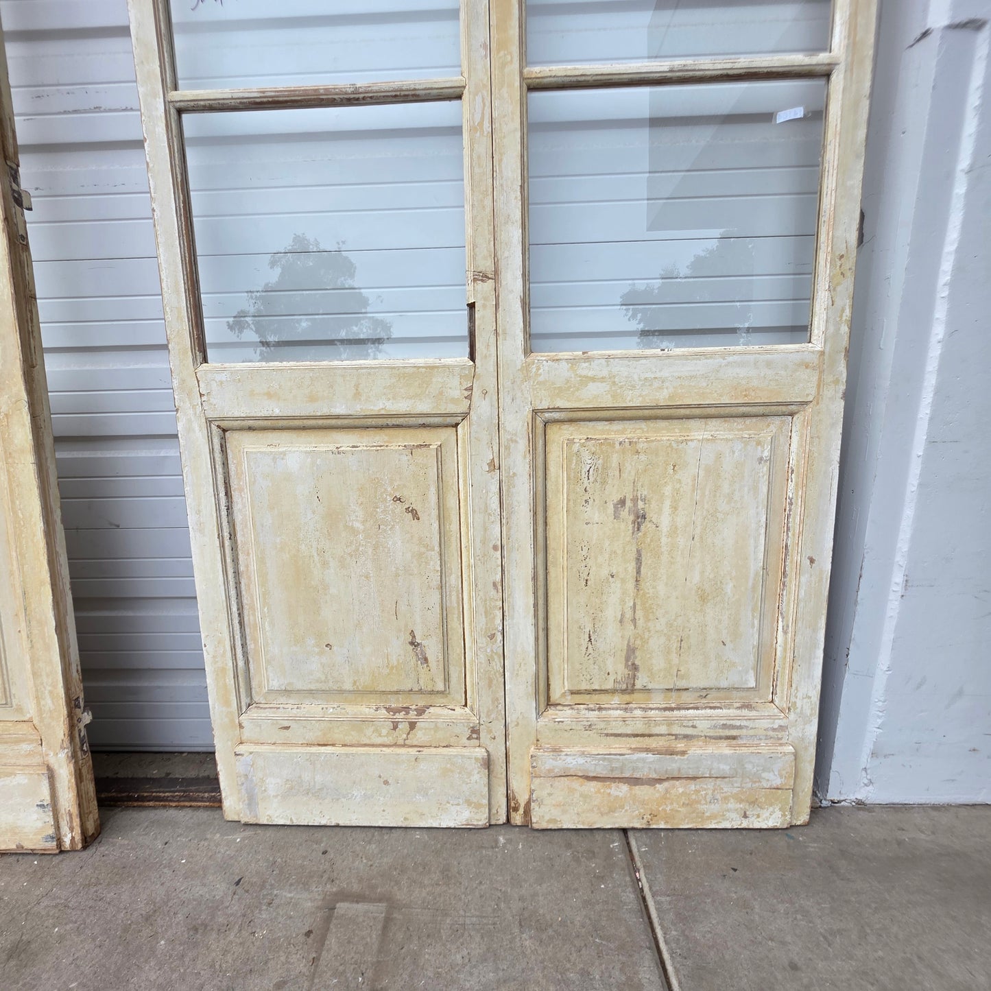 Pair of Painted Antique 6 Lite French Doors