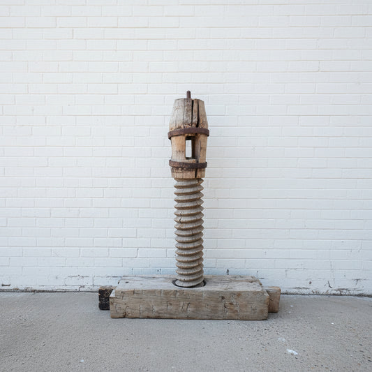 Large Industrial Wooden Screw with Base (Decor)