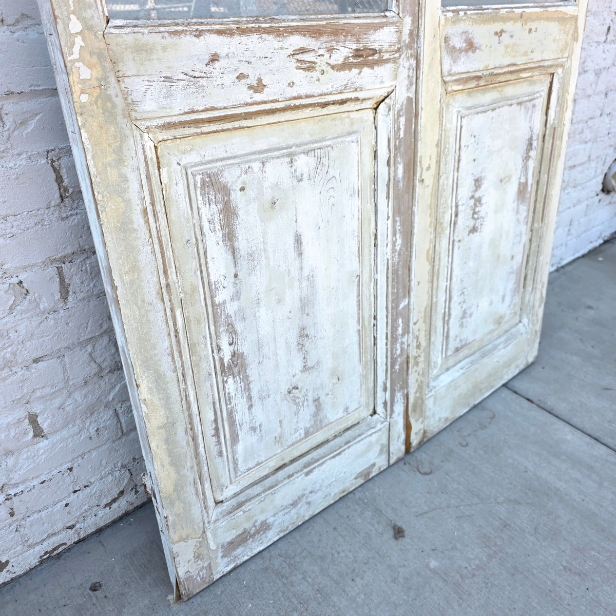 Pair of 2 Lite Painted Wood Antique Doors