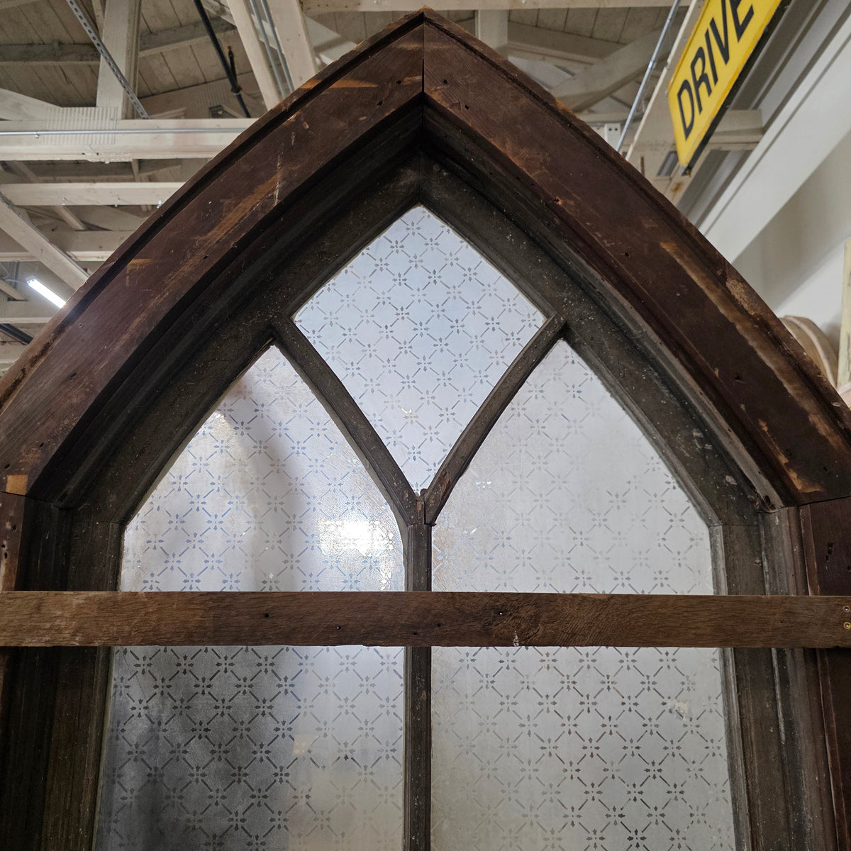 Arched 5 Pane Gothic Style White Wood Church Window