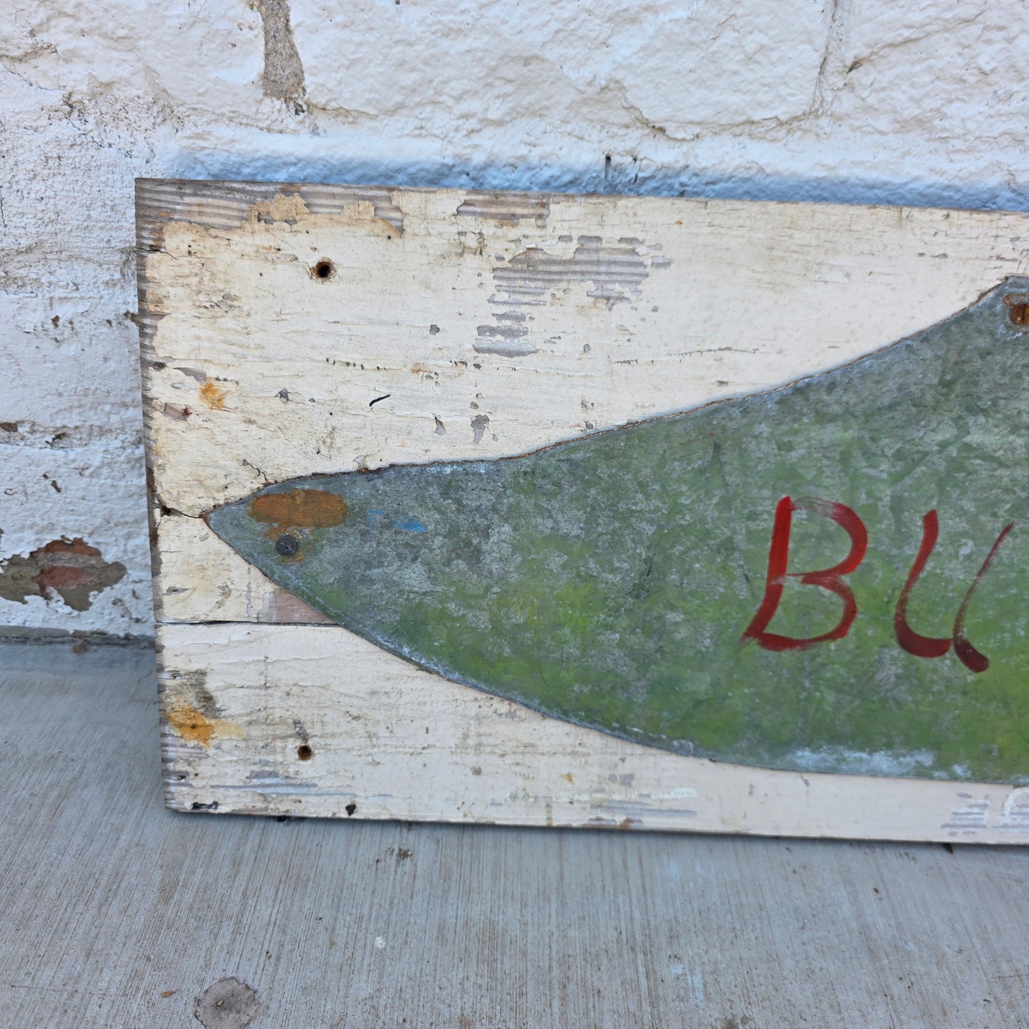 Butcher Shop Sign - metal on board