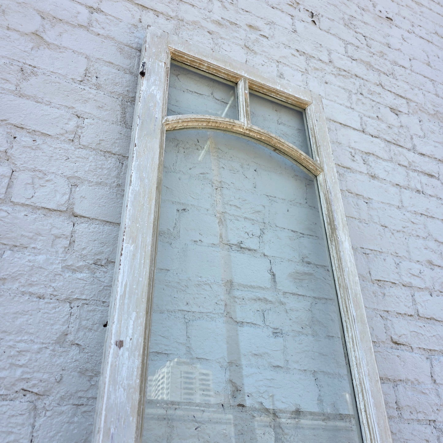 Single 2 Panel 7 Lite Washed Wood French Antique Door