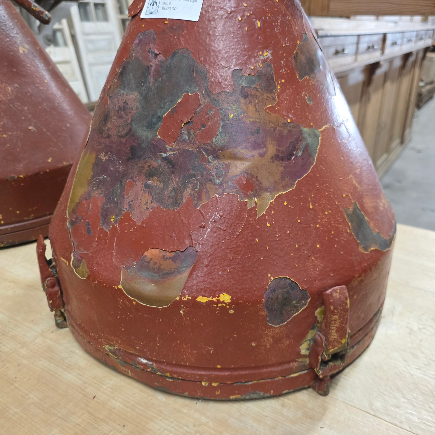 Industrial Red Ship's Pendant Light