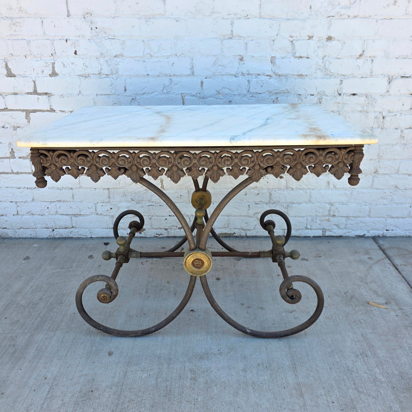 Antique French Marble Top Pastry Table