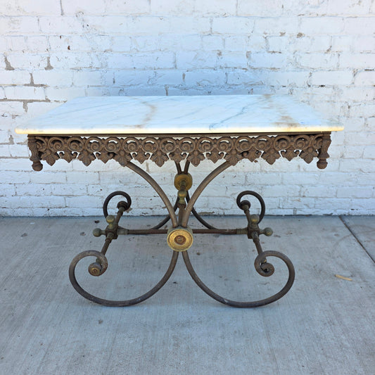 Antique French Marble Top Pastry Table