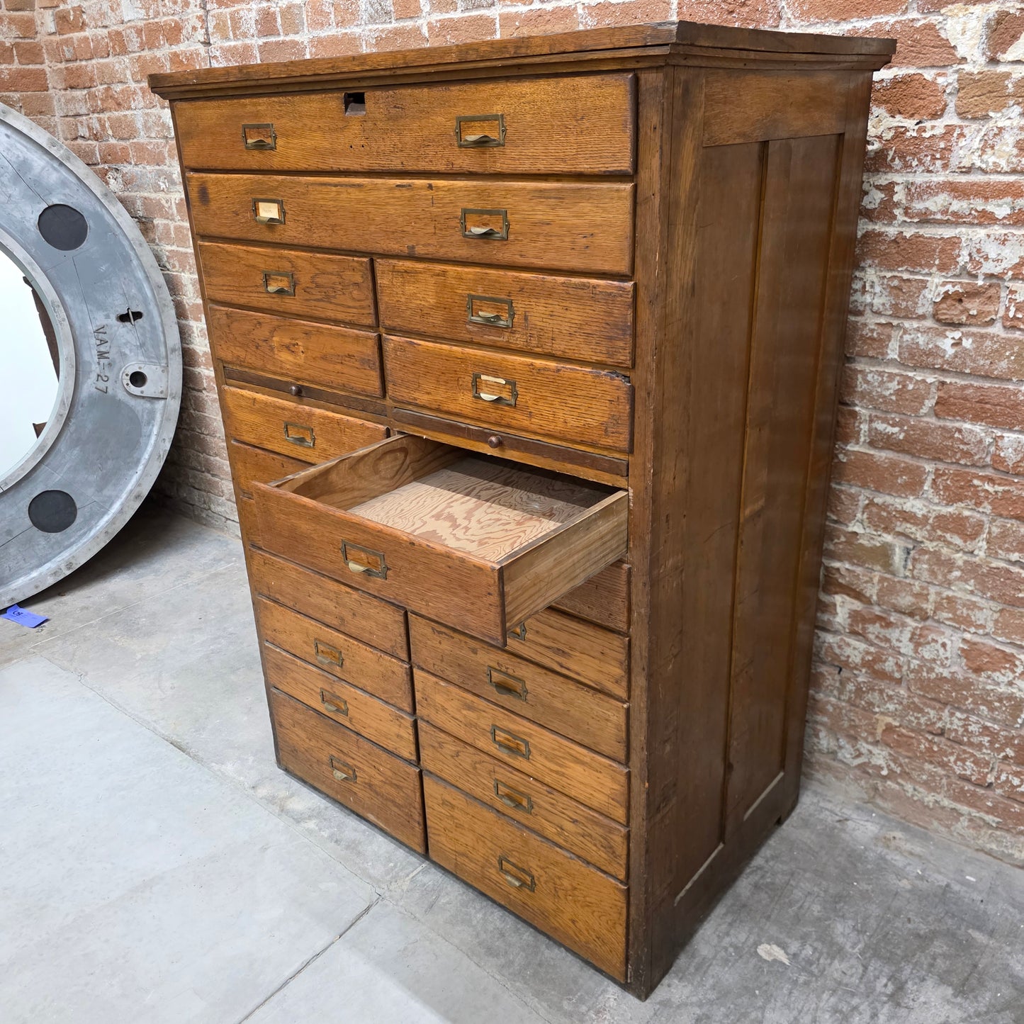 Antique Oak Flat File/ Map Cabinet