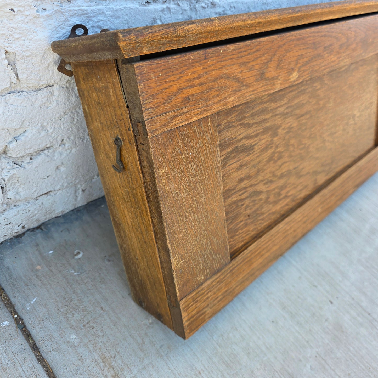 Early 1900's Antique Oak Wall Mounted Map Cabinet