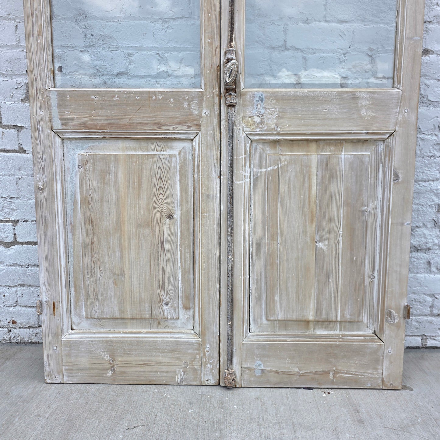 Pair of Washed Wood French Doors w/6 Lites