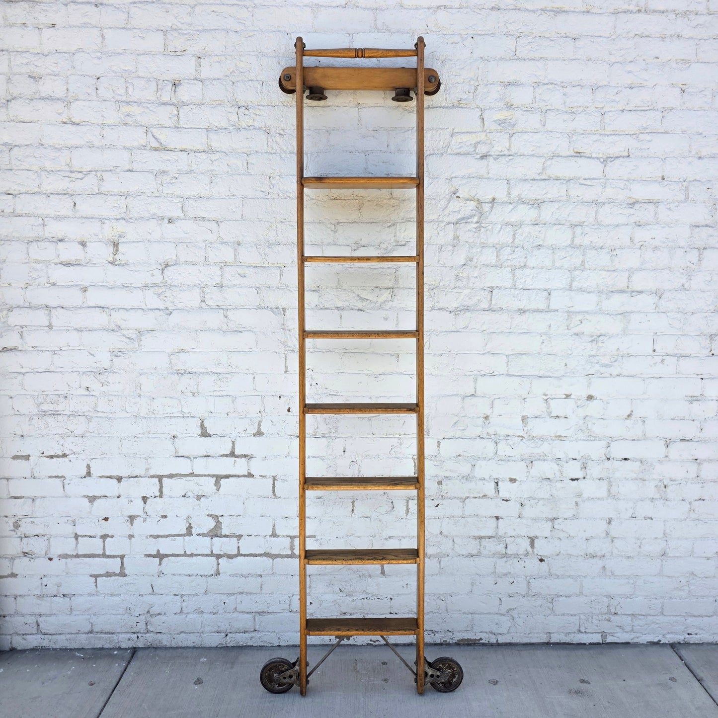 Antique Rolling Library Ladder