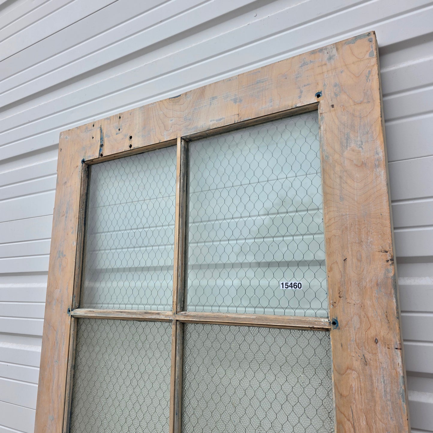 Vintage Wooden Door with Chicken Wire Glass