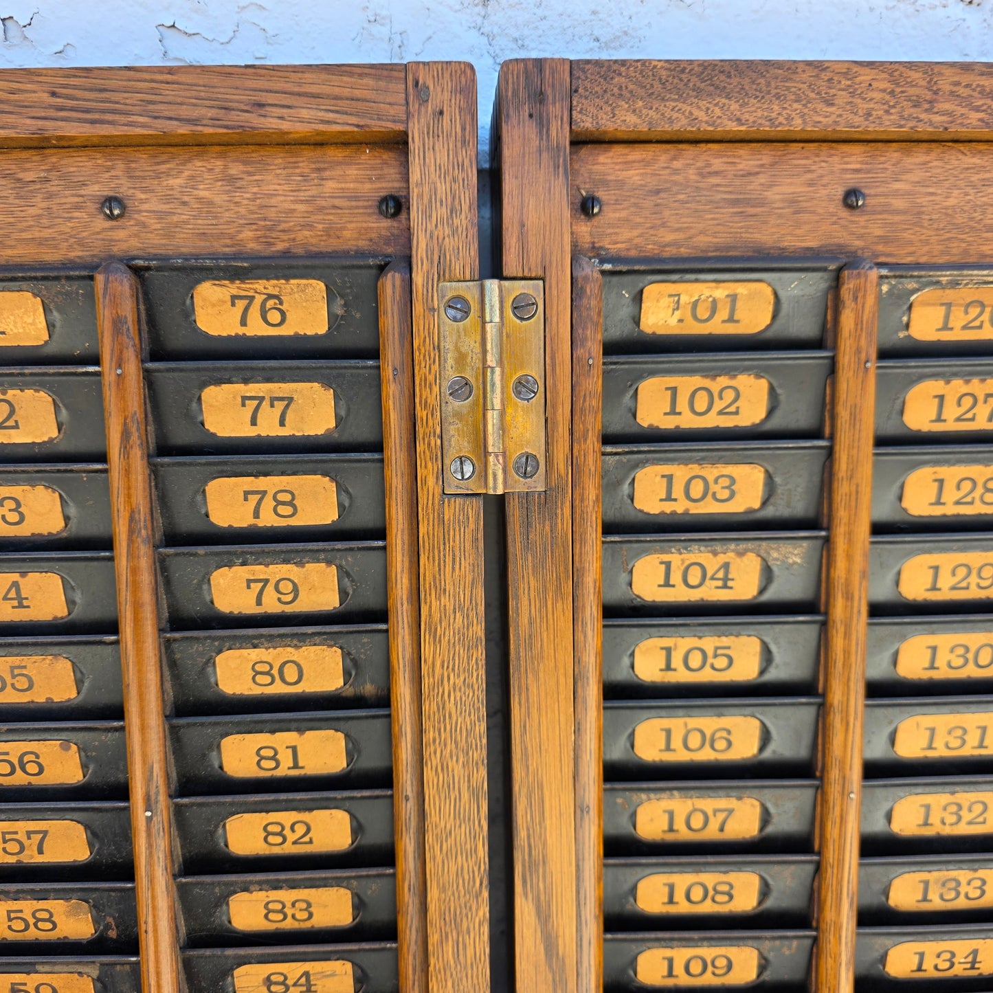 Antique Oak Time Card Rack
