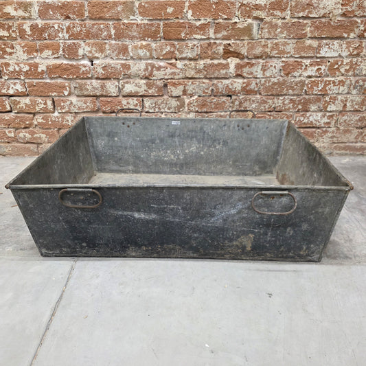 Rectangular Metal Crate with 4 Handles
