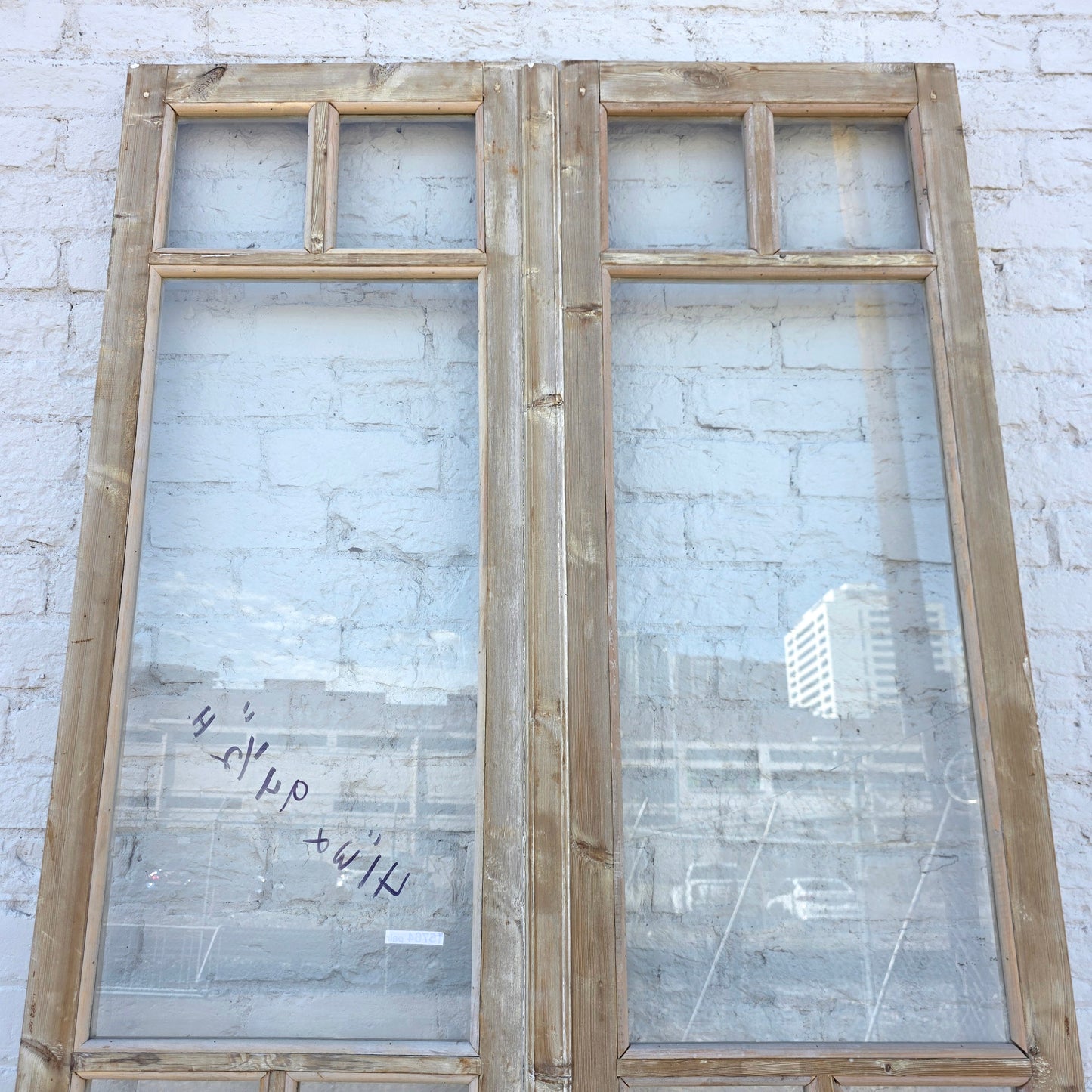 Pair of French Wood Doors w/5 Glass Lites