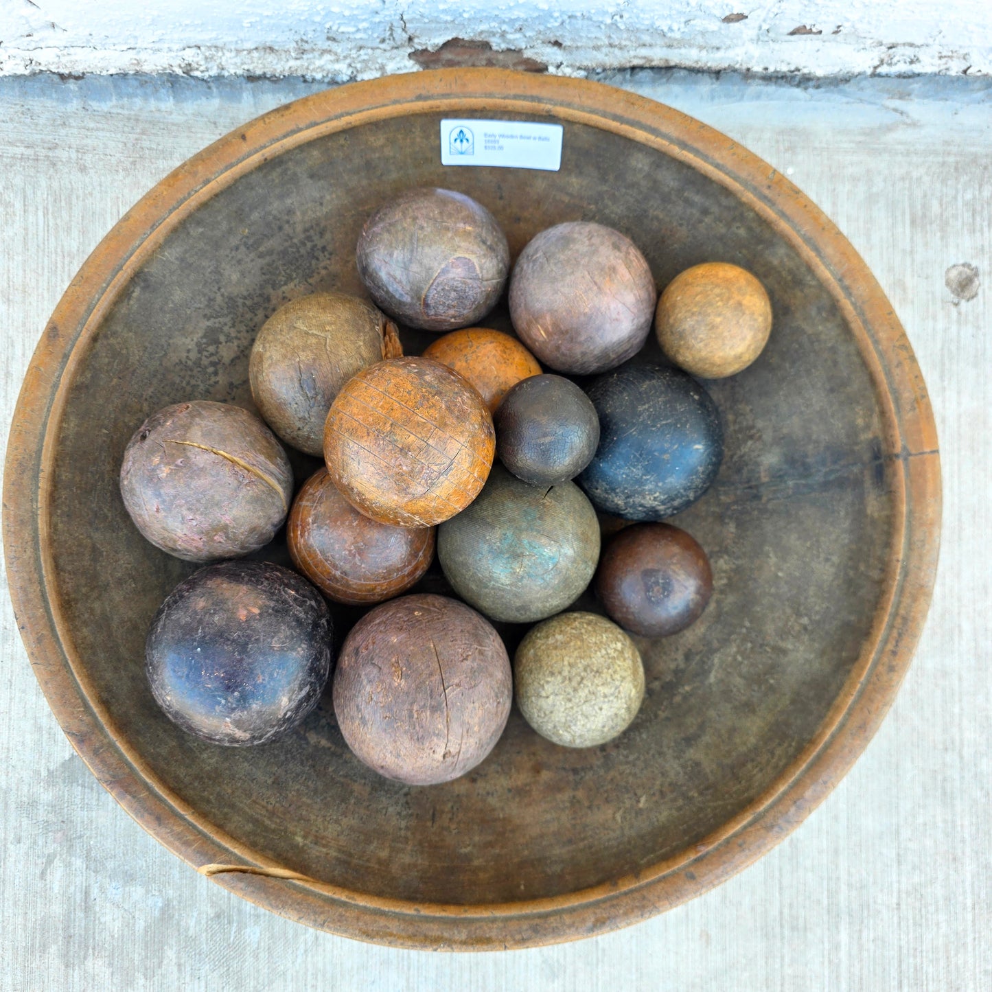 Early Wooden Bowl w/Wooden Balls
