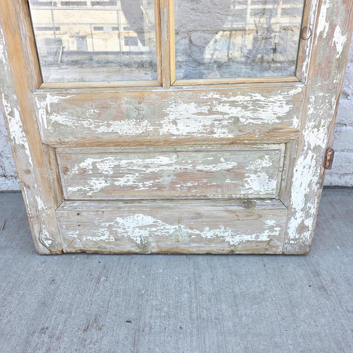 Single 14 Lite Whitewashed Wood Antique French Door