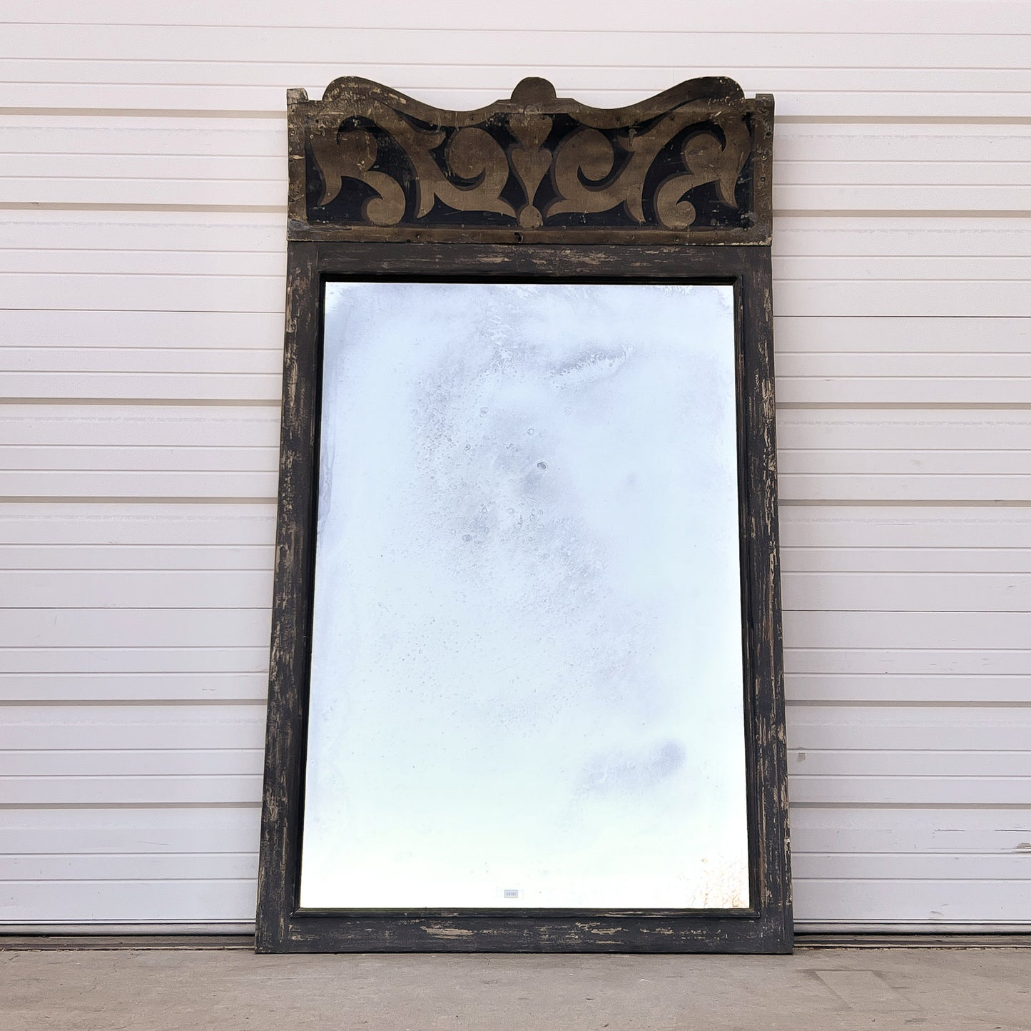French Wood and Metal Rectangle Mirror