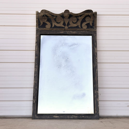 French Wood and Metal Rectangle Mirror