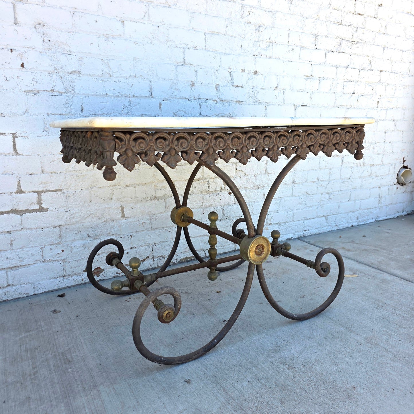 Antique French Marble Top Pastry Table