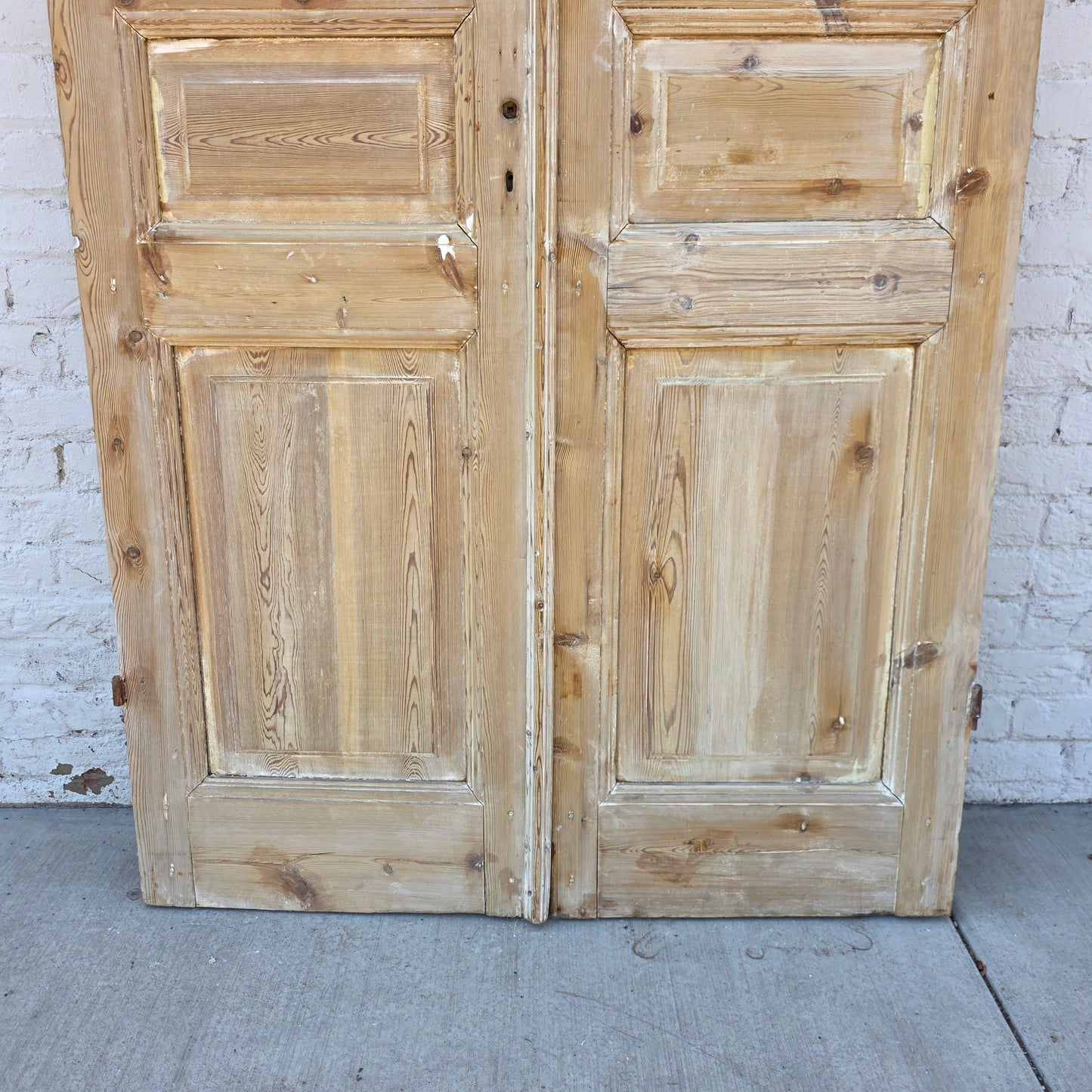 Pair of Washed Antique Doors w/ 6 Lites