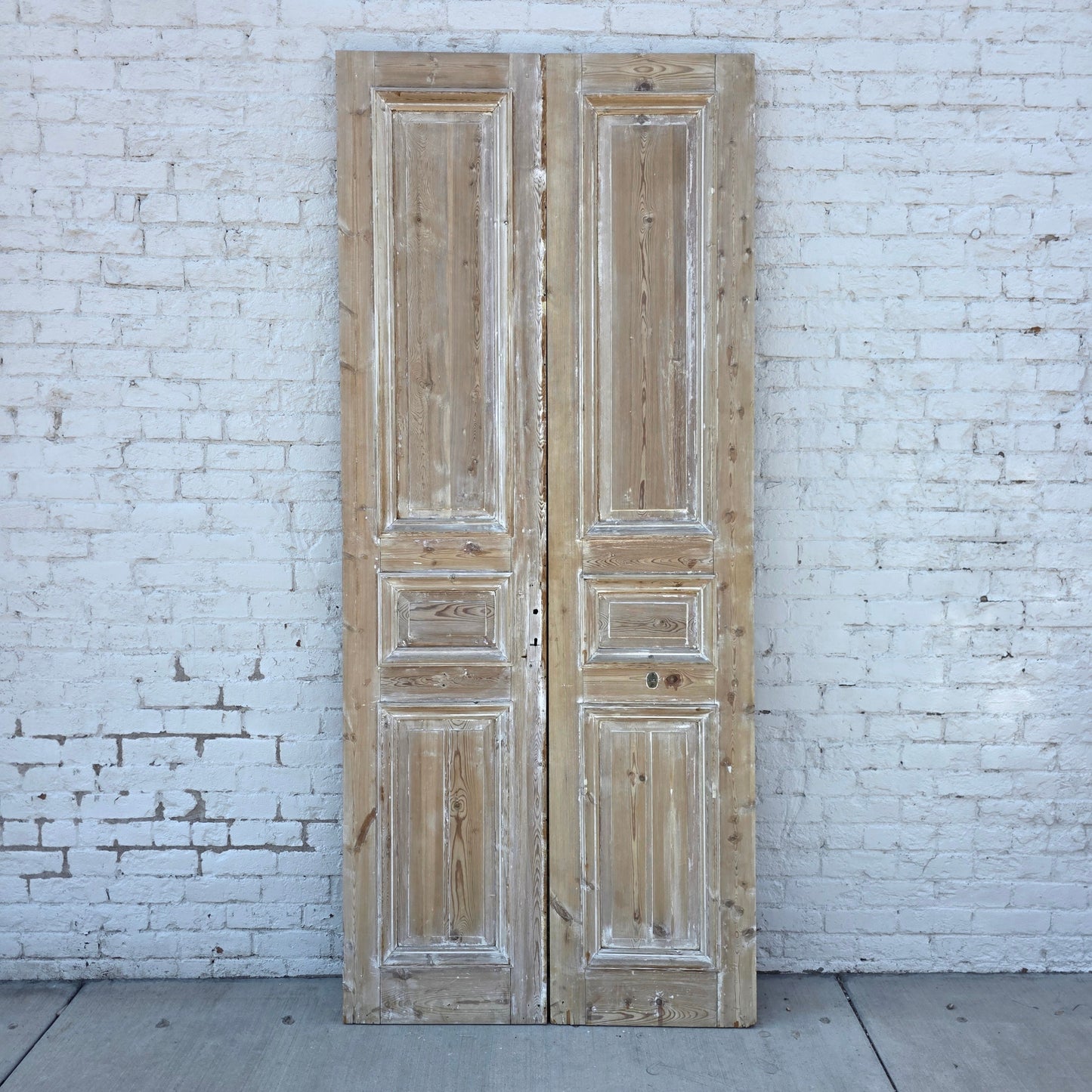 Pair of Washed Antique Wood Panel Doors