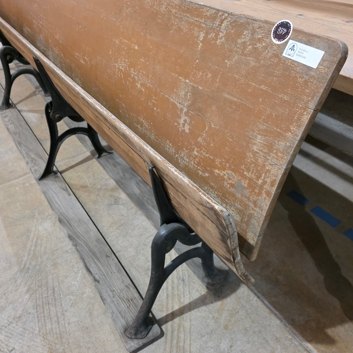 10 Ft Fold-up Bench with Cast Iron Legs