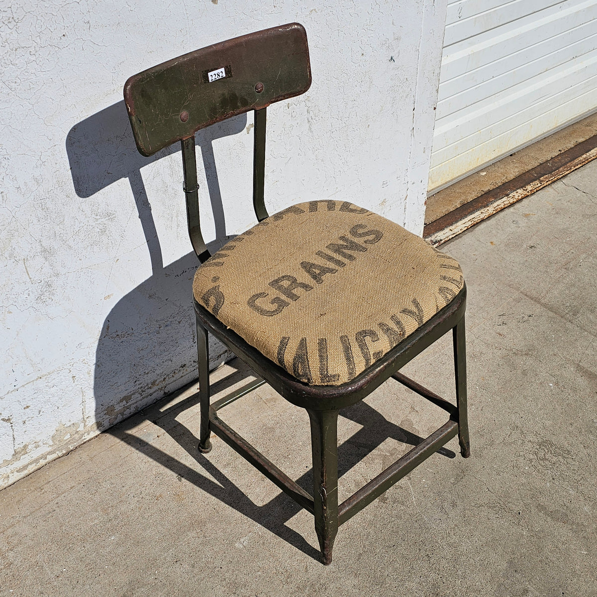 Small Industrial Lyon Shop Stool with Back – Antiquities Warehouse