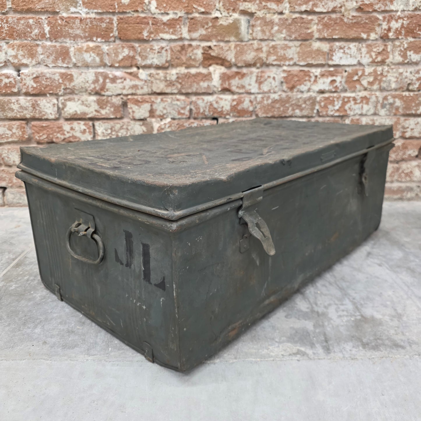 Antique Metal Trunk from Belgium
