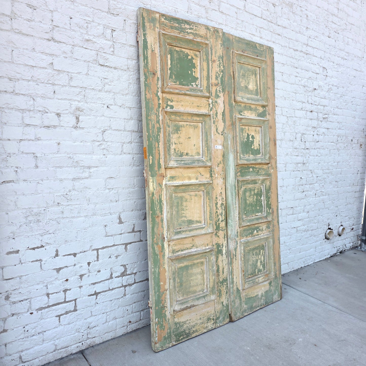 Pair of Painted Wood Antique 4-Panel Doors