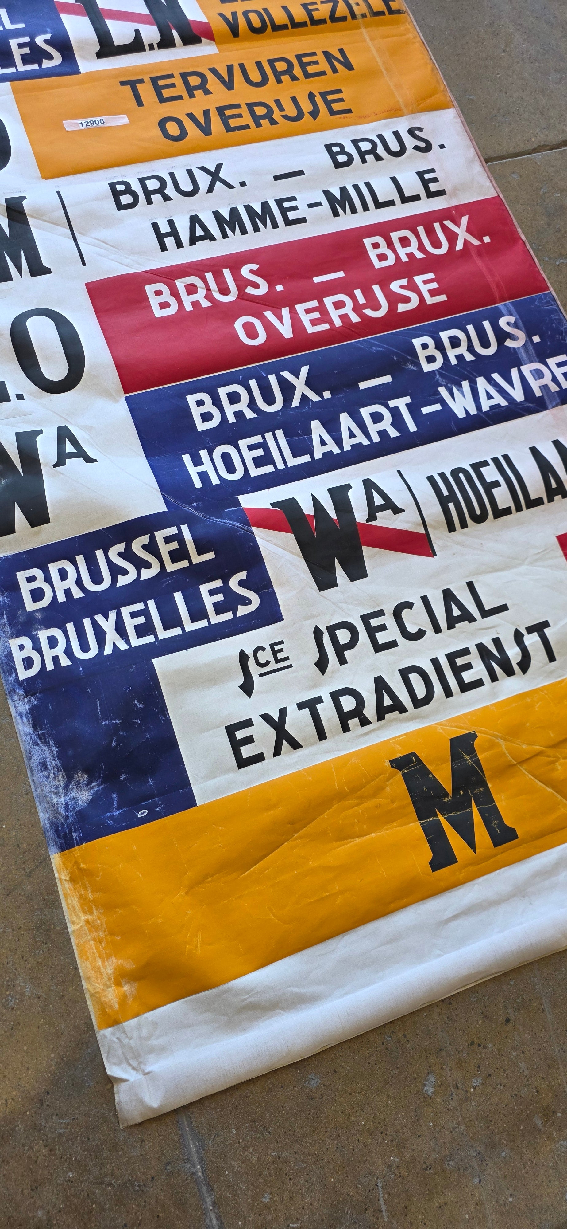 ヴィンテージバスロールサイン本物　オランダ Vintage Dutch Bus Roll Sign – Antiquities Warehouse