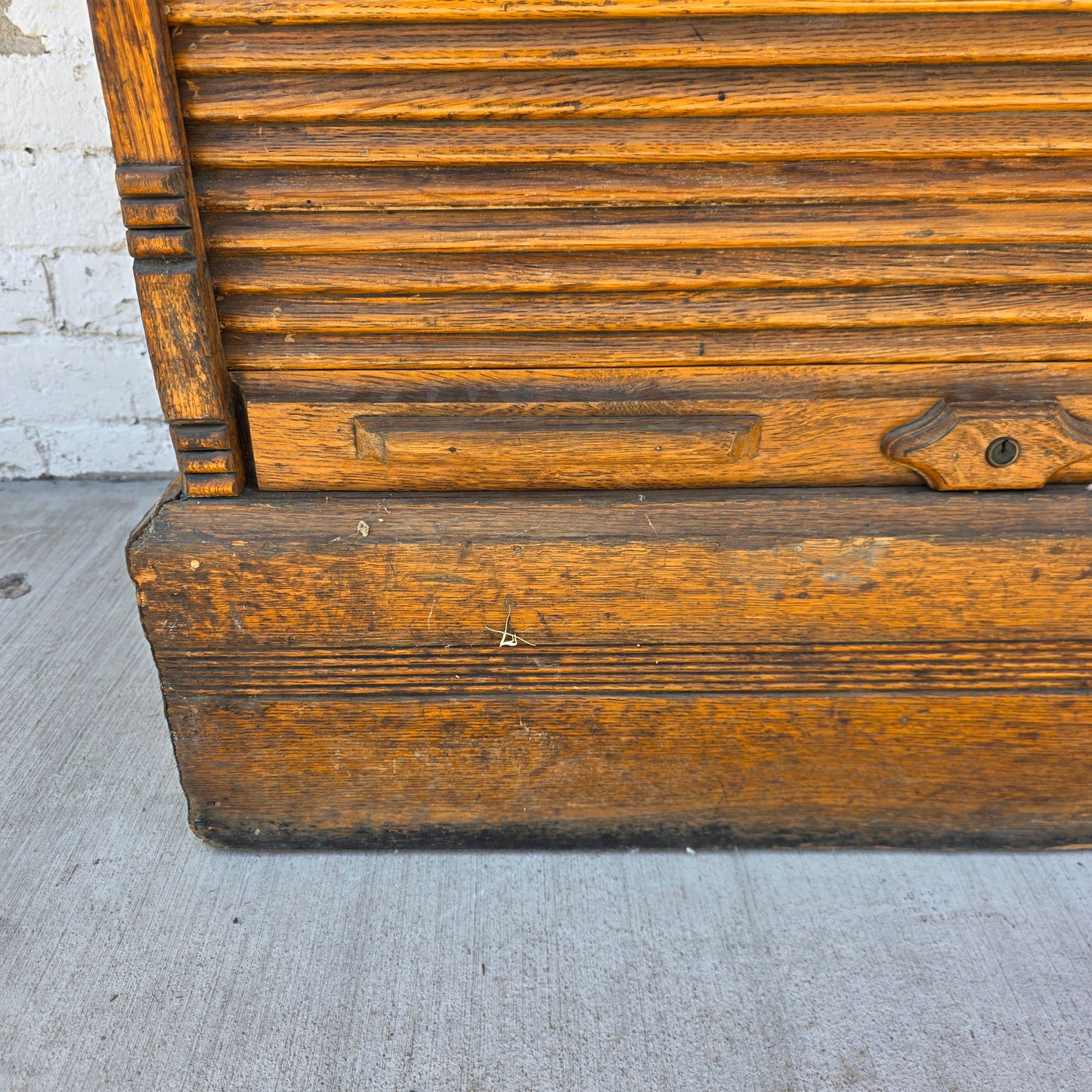 Antique Oak Tambour Filing Cabinet