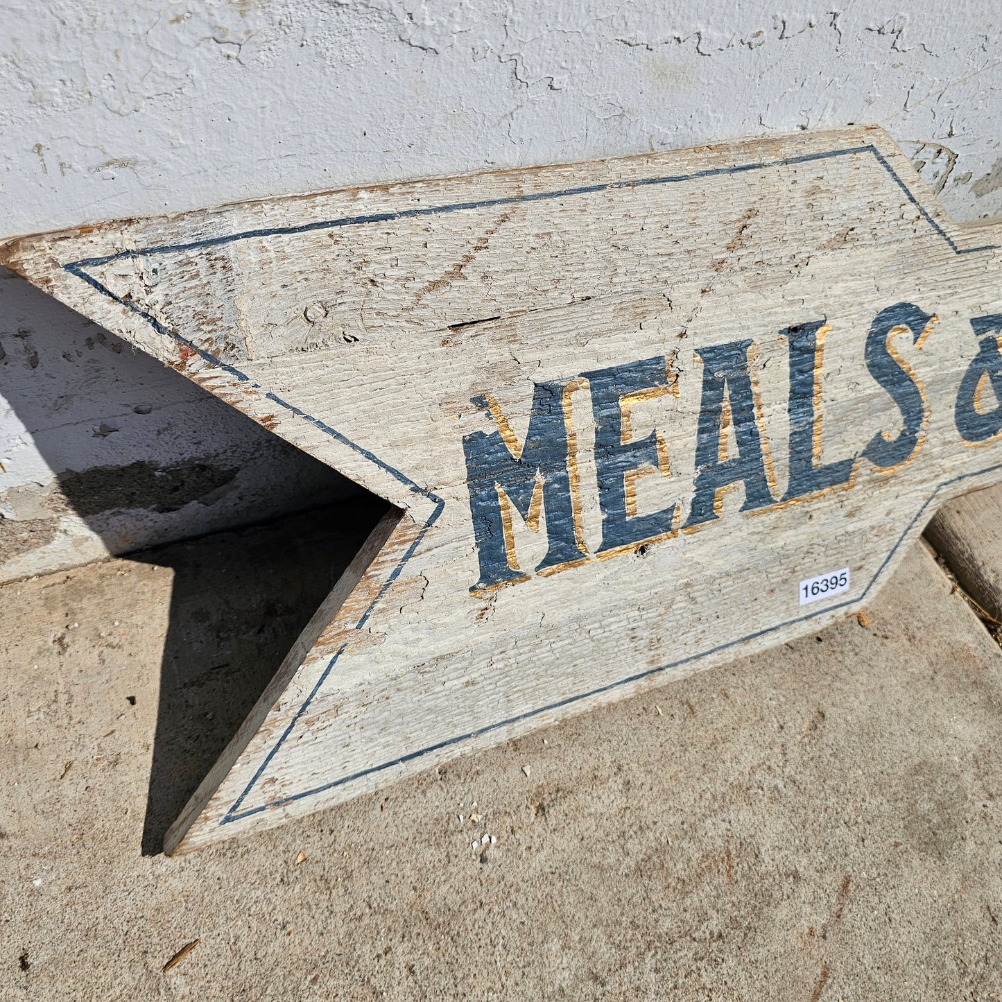 Painted Wooden Arrow Meals and Lodging Sign