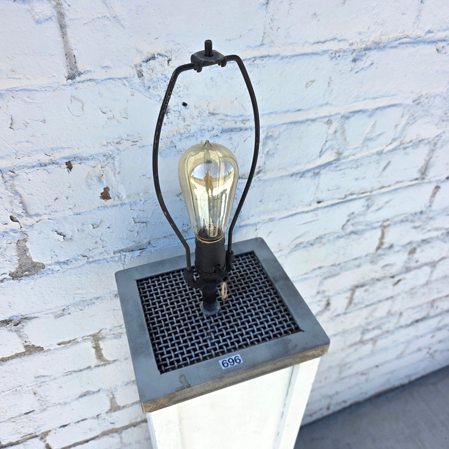 Repurposed White Rectangular Column Floor Lamp / Light