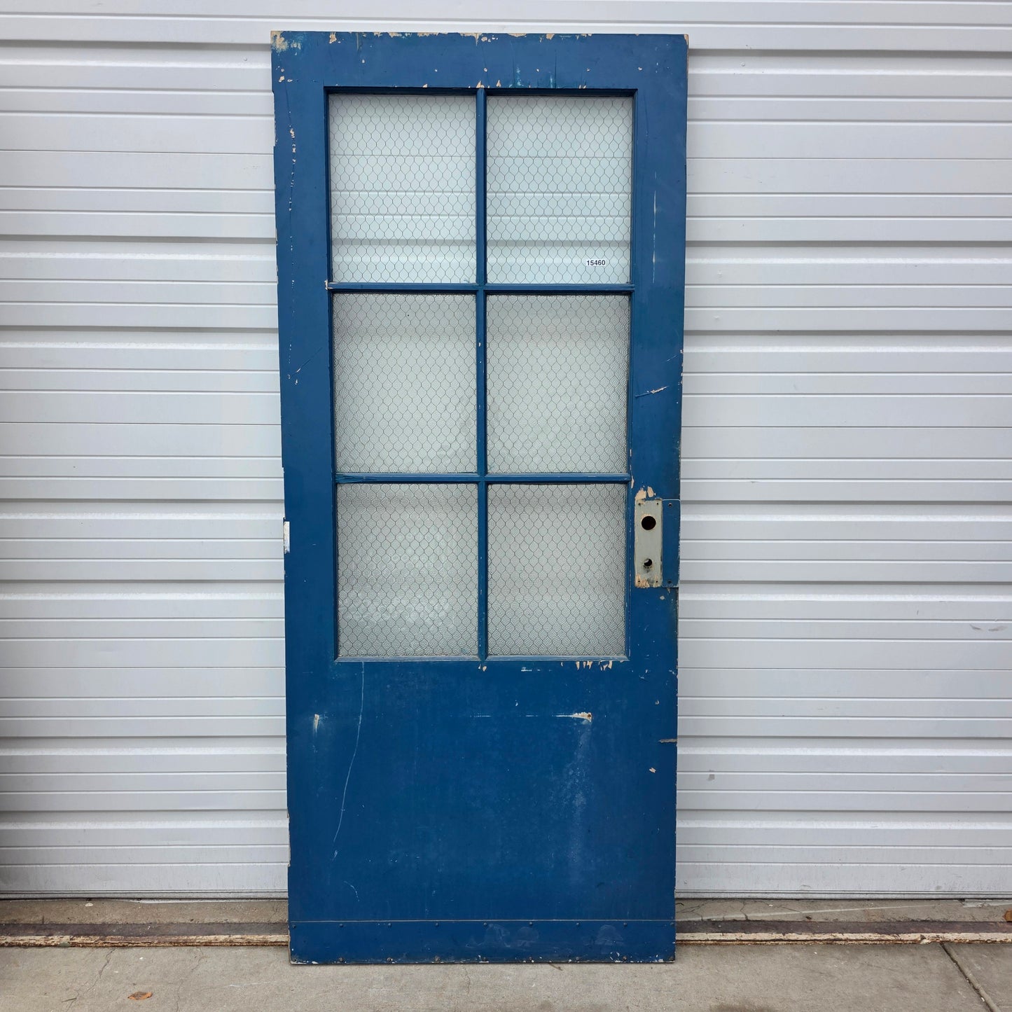 Vintage Wooden Door with Chicken Wire Glass