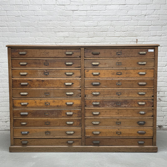 18 Drawer Oak Flat File Cabinet