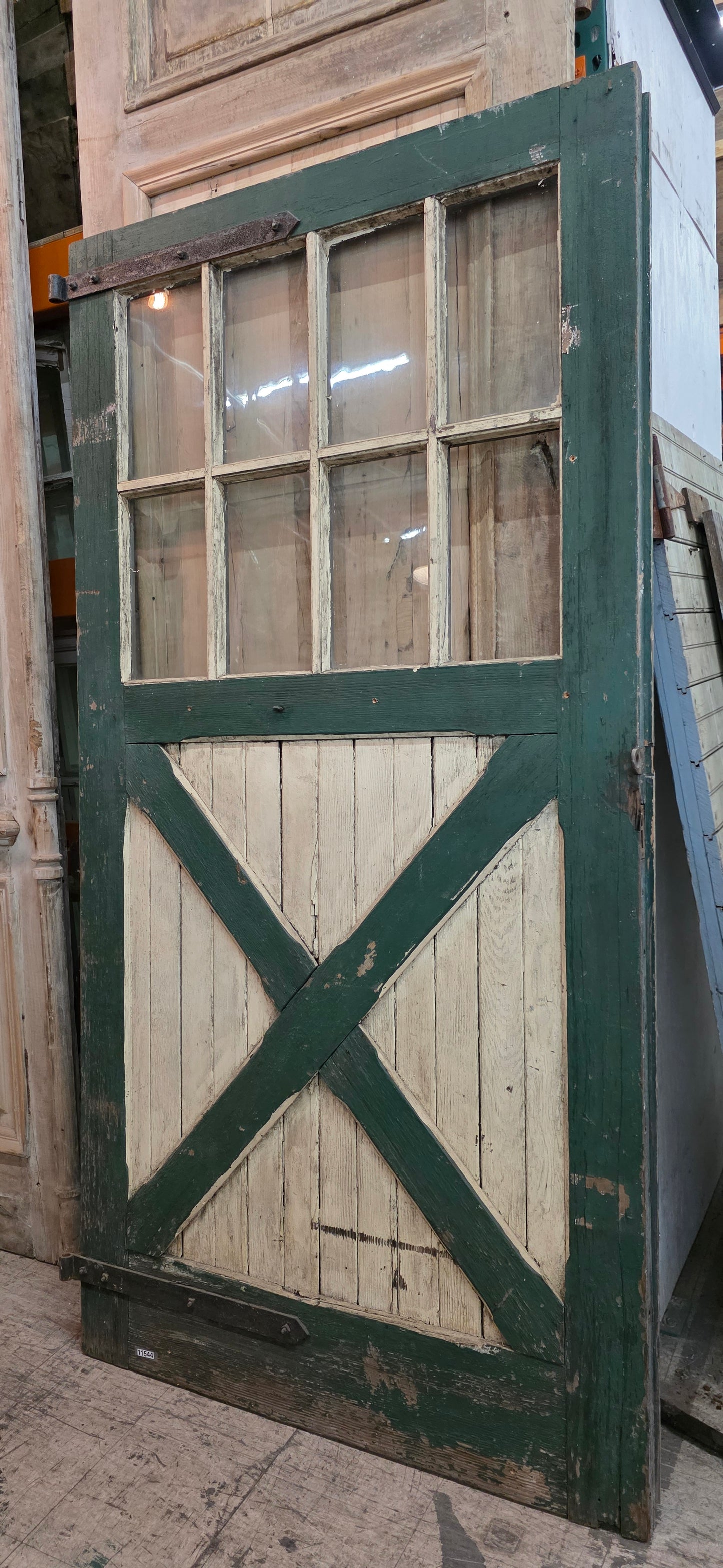 Single Stripped Barn/Carriage Door with "X" Bottom Panel